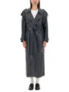Salvatore Santoro Double-breasted Ovine Leather Trench Coat In Grey