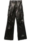 Salvatore Santoro Brown Cargo Pants In Nappa Leather Woman In Black