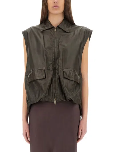 Salvatore Santoro Leather Vest In Brown