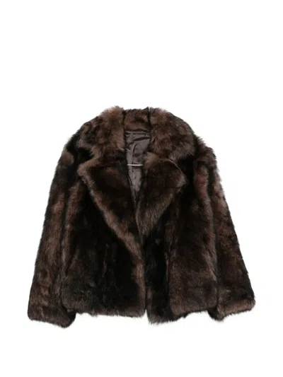 Salvatore Santoro Leather Wide-lapel Jacket In Brown