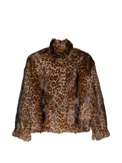 Salvatore Santoro Leopard-print Long-sleeve Jacket In Brown