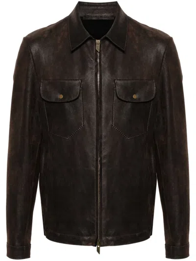 Salvatore Santoro Logo-appliqué Jacket In Brown