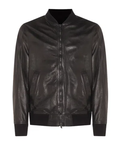 Salvatore Santoro Long Sleeve Leather Jacket In Black