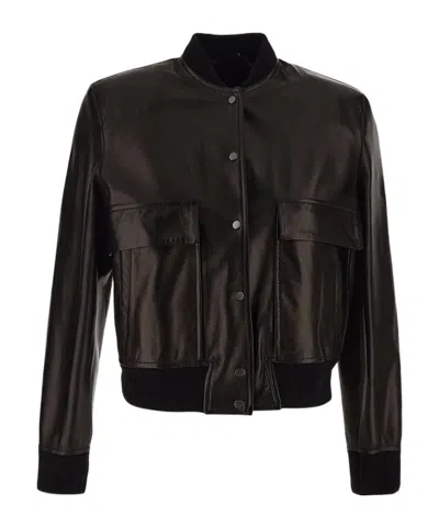 Salvatore Santoro Long Sleeve Leather Jacket In Black