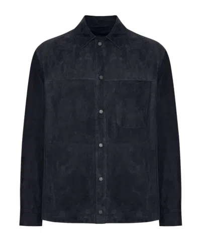 Salvatore Santoro Long Sleeve Leather Jacket In Blue