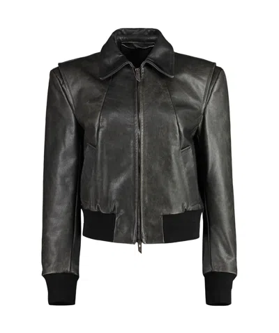 Salvatore Santoro Long Sleeve Leather Jacket In Black