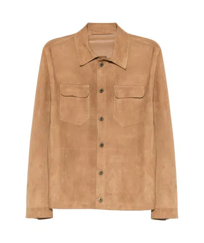 Salvatore Santoro Long Sleeve Leather Jacket In Nude
