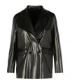 Salvatore Santoro Double Breasted Leather Blazer In Black