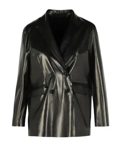 Salvatore Santoro Long-sleeved Leather Jacket In Black