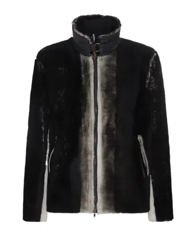 Salvatore Santoro Long-sleeved Leather Jacket In Multicolor