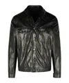 Salvatore Santoro Press Stud Leather Shirt Jacket In Black