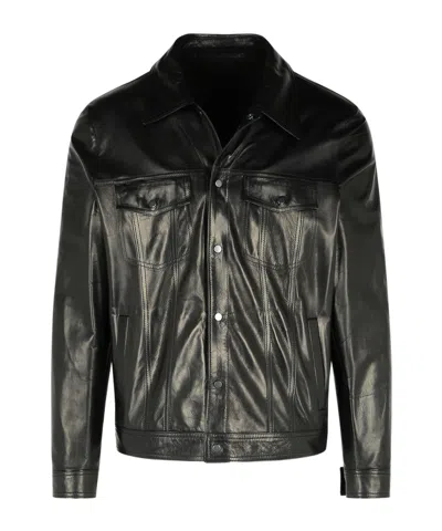 Salvatore Santoro Long-sleeved Leather Jacket In Black