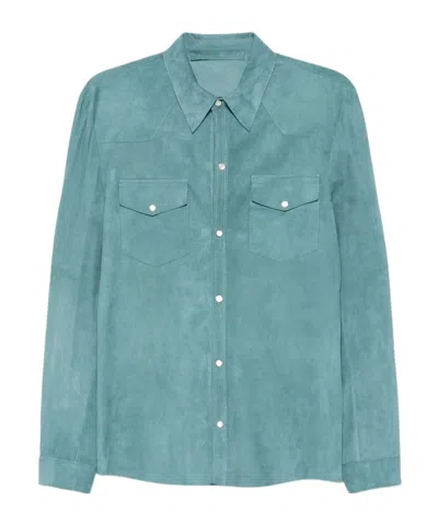 Salvatore Santoro Long-sleeved Leather Jacket In Blue