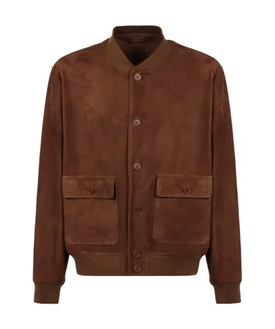 Salvatore Santoro Long-sleeved Leather Jacket In Brown