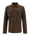 Salvatore Santoro Crackle-finish Leather Overshirt Jacket With Double Breast P In Green