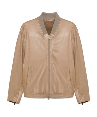 Salvatore Santoro Long-sleeved Leather Jacket In Nude