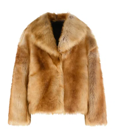 Salvatore Santoro Long-sleeve Herringbone Faux Fur Jacket In Brown