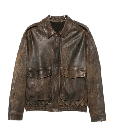Salvatore Santoro Long-sleeve Leather Jacket In Brown