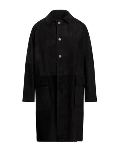 Salvatore Santoro Man Coat Black Size 42 Ovine Leather