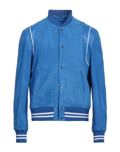 Salvatore Santoro Man Jacket Azure Size 40 Ovine Leather In Blue