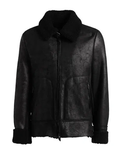 Salvatore Santoro Man Jacket Black Size 40 Ovine Leather