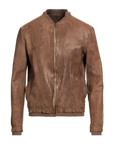 Salvatore Santoro Man Jacket Brown Size 44 Ovine Leather