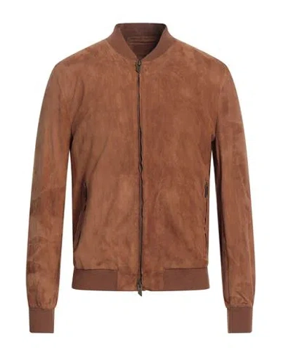 Salvatore Santoro Man Jacket Brown Size 44 Ovine Leather