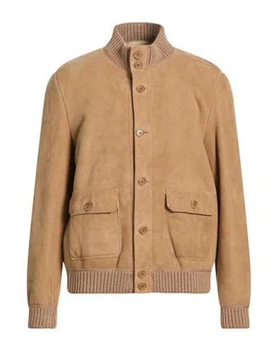Salvatore Santoro Man Jacket Camel Size 46 Ovine Leather In Brown