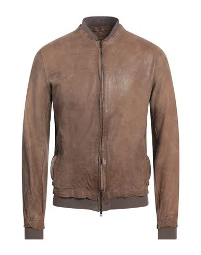 Salvatore Santoro Man Jacket Khaki Size 42 Ovine Leather In Beige