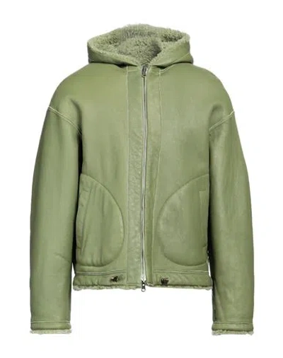 Salvatore Santoro Man Jacket Military Green Size 38 Ovine Leather, Shearling