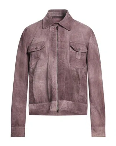 Salvatore Santoro Man Jacket Plum Size 42 Ovine Leather In Purple