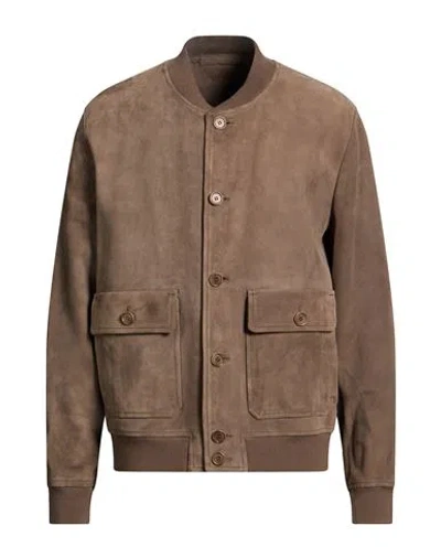 Salvatore Santoro Man Jacket Taupe Size 46 Ovine Leather In Brown