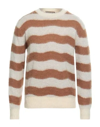 Salvatore Santoro Man Sweater Camel Size M Acrylic, Nylon, Mohair Wool, Wool, Elastic Fibres In Beige