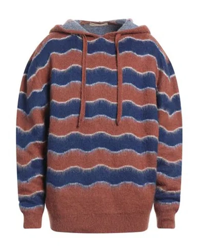 Salvatore Santoro Man Sweater Rust Size L Acrylic, Nylon, Mohair Wool, Wool, Elastic Fibres In Brown