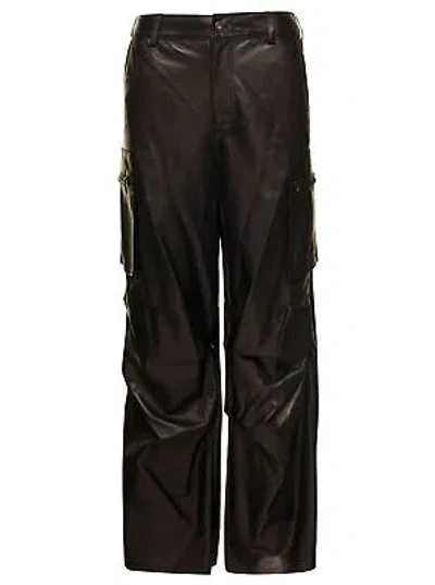 Pre-owned Salvatore Santoro Nappa Leather Cargo Pants 42 It In Black