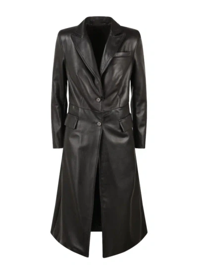 Salvatore Santoro Nappa Leather Long Coat In Brown