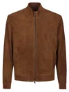 Salvatore Santoro Brown Leather Jacket With Design In Tobacco
