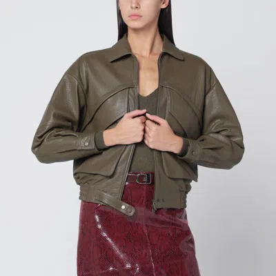 Salvatore Santoro Olive Green Leather Bomber