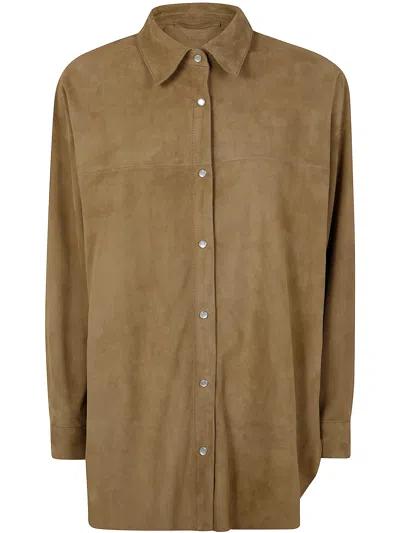 Salvatore Santoro Oversized Leather Jacket In Beige
