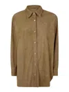 Salvatore Santoro Shirt In Suede In Nude & Neutrals
