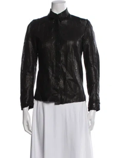 Pre-owned Salvatore Santoro Patterned Long Sleeve Button-up Top In Black