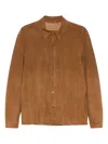 Salvatore Santoro Perforated Suede Shirt Jacket In Brown