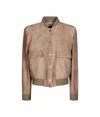Salvatore Santoro Soft Leather Bomber Jacket In Nude