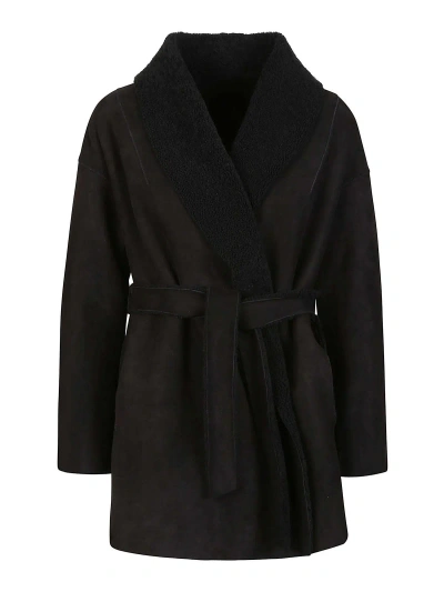 Salvatore Santoro Reversible Sheepskin Coat In Black