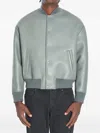 Salvatore Santoro Ribbed Nappa Leather Bomber Jacket In Gray