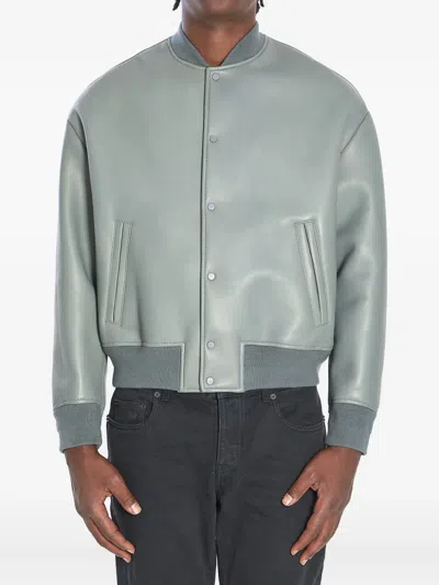 SALVATORE SANTORO RIBBED NAPPA LEATHER BOMBER JACKET