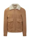 Salvatore Santoro Shearling Collar Leather Jacket In Brown