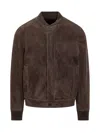 Salvatore Santoro Suede Leather Bomber Jacket In Brown