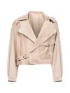 Salvatore Santoro Sand Suede Biker Jacket In Pink