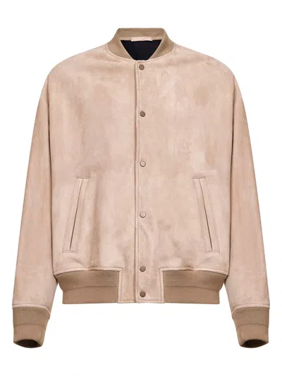 Salvatore Santoro Sand Suede Cay Bomber Jacket In Brown